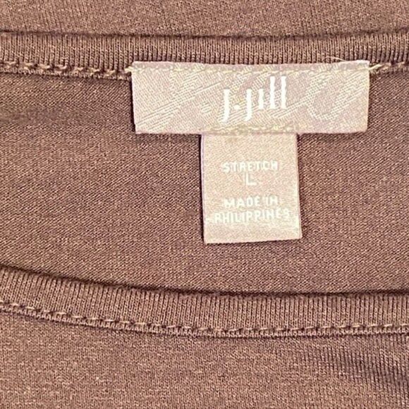 J Jill Color Block Long Sleeve Tunic Cream Brown Mocha Size L Stretch - Picture 5 of 9